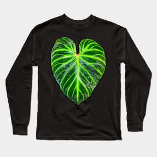 Philodendron verrucosum leaf - botanical illustration Long Sleeve T-Shirt